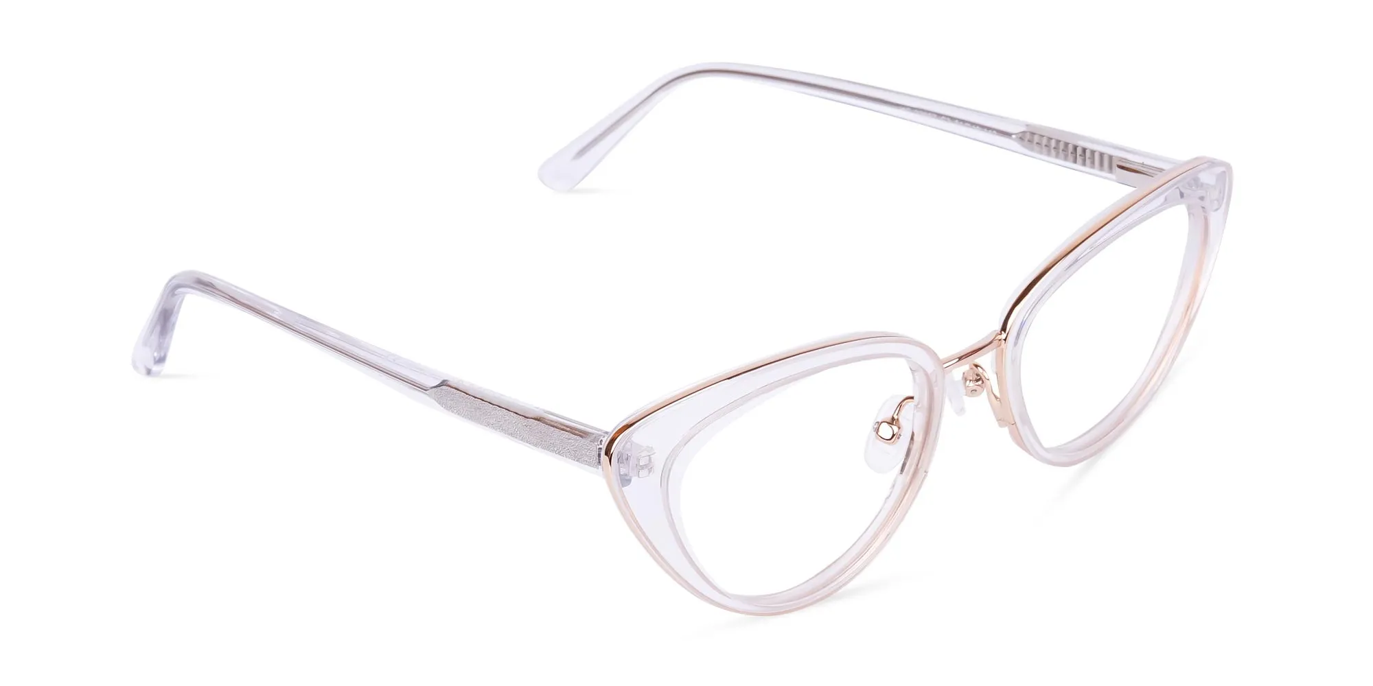 Crystal Clear Gold Cat Eye Glasses-1