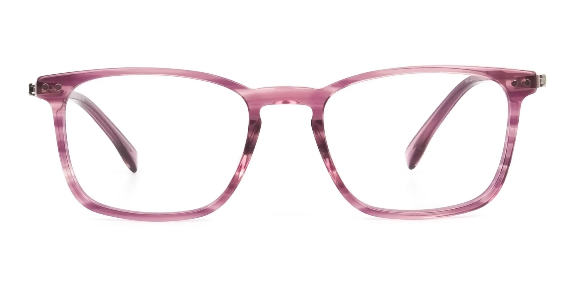 Rectangular Striped Pink Lilac Eyeglasses - 2