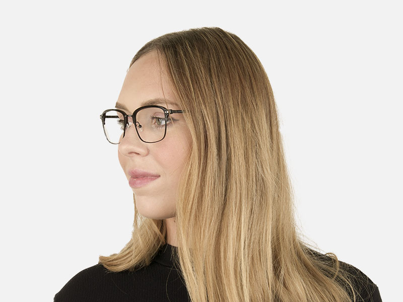 Retro Black Clubmaster Glasses in Rectangular - 1