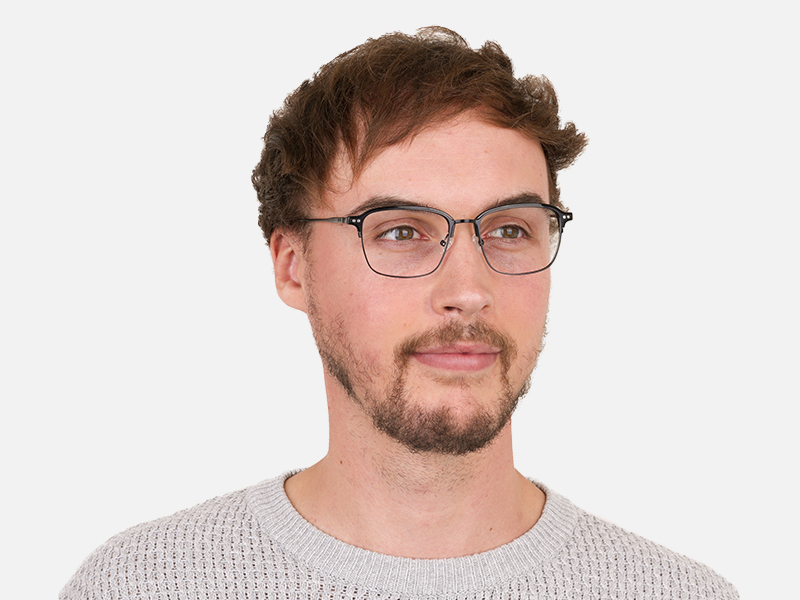 Retro Black Clubmaster Glasses in Rectangular - 1
