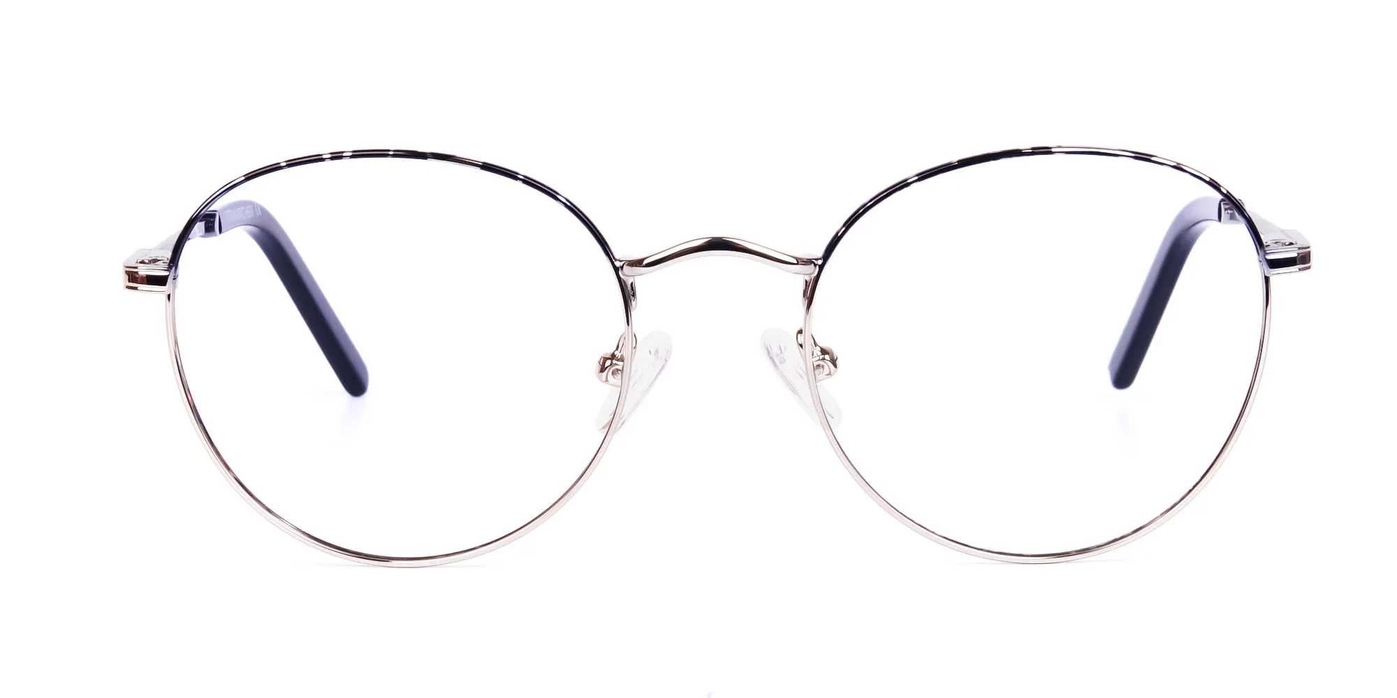 Silver and Marble Tortoise Shell Round Glasses-2