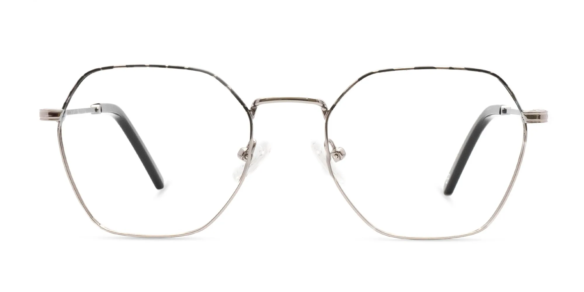 DOUGLAS 2 - Silver Hexagonal Glasses | Specscart.®