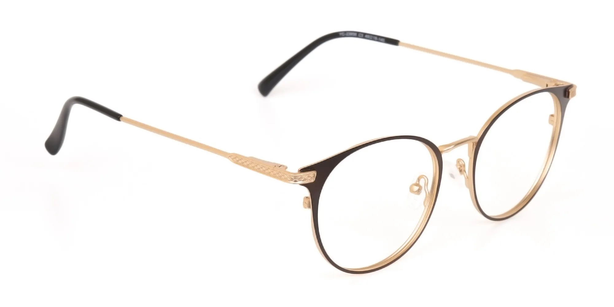 Dark Mocha Brown and Gold Round Glasses Unisex-1