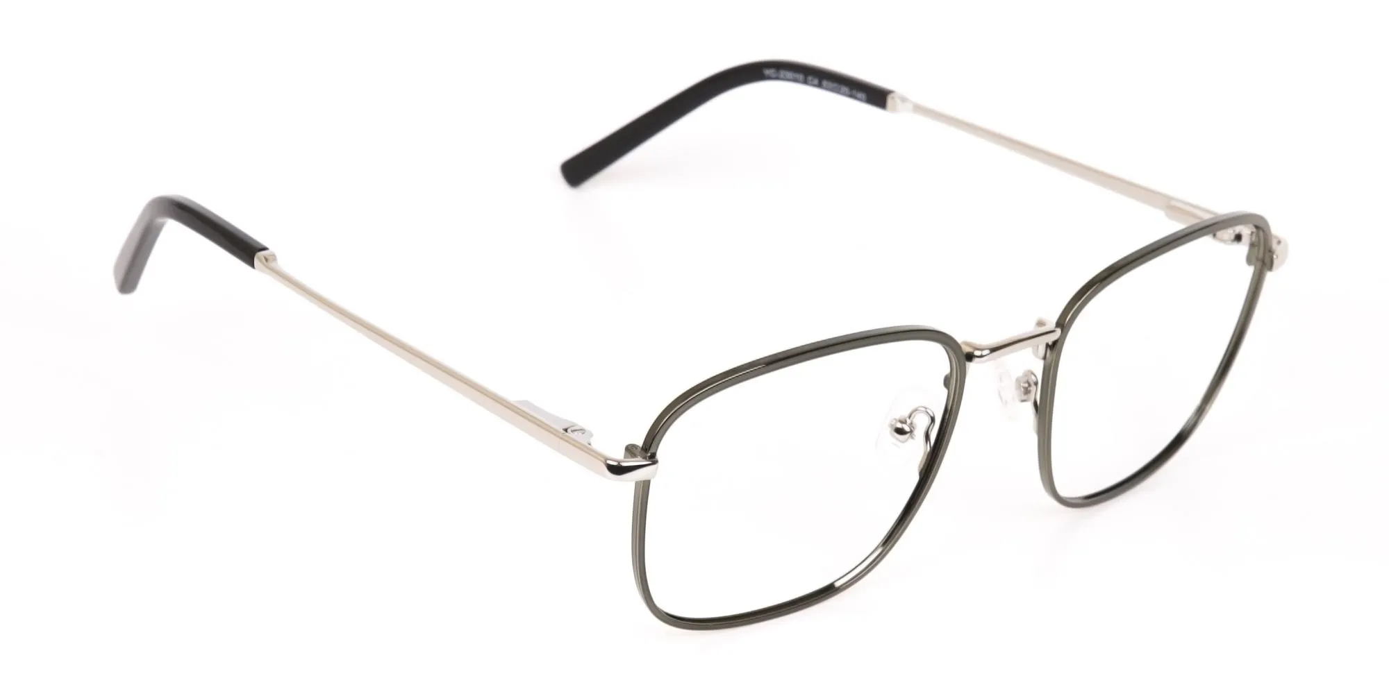 Silver Green Metal Square Glasses Frame Unisex-1