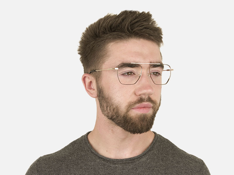 Black  and Gold Aviator  Wire Frame Glasses Men Women - 1