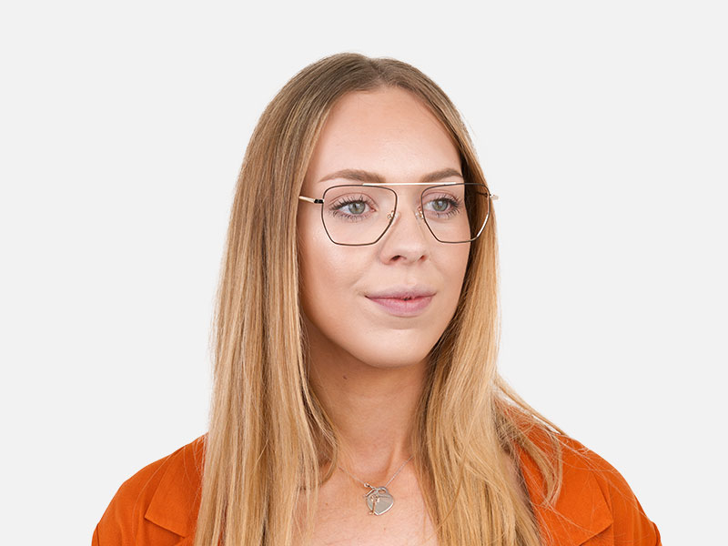 Black  and Gold Aviator  Wire Frame Glasses Men Women - 1