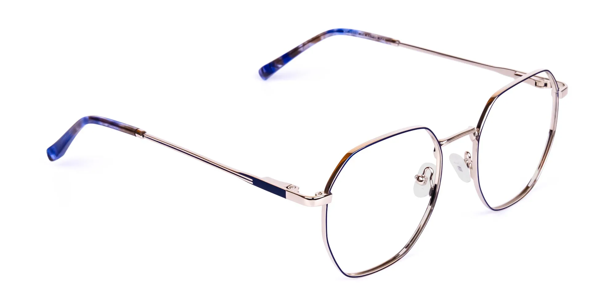 Navy Blue and Silver Geometric Glasses-2