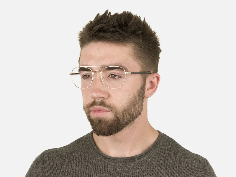 Black and Gold Square Pilot Glasses in Metal - 2