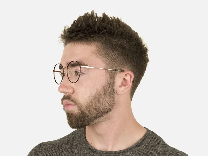 Circular Wire Frame Glasses Gold & Brown Men Women- 2