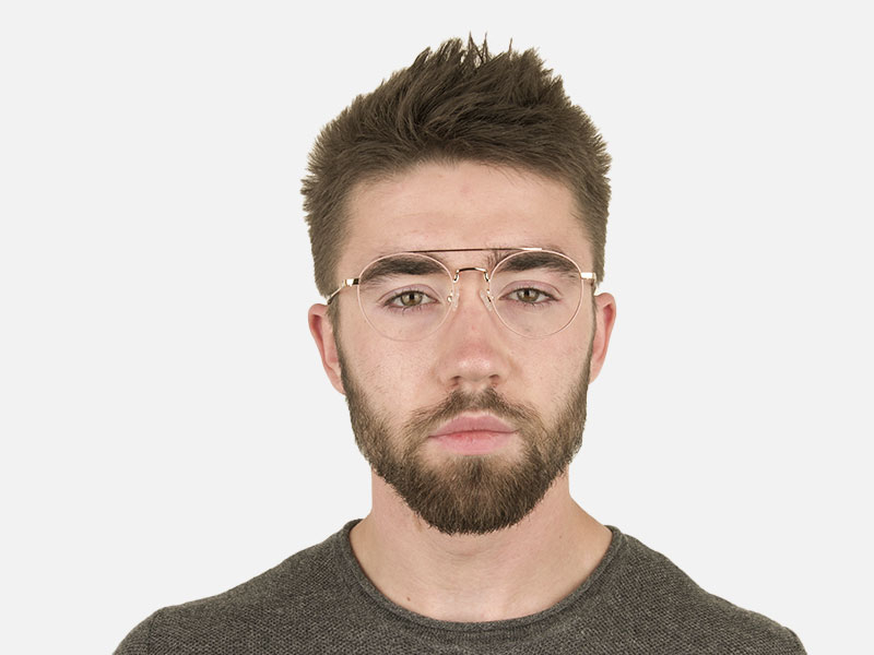 Lightweight Gold, Pink Round Aviator Glasses in Metal - 1