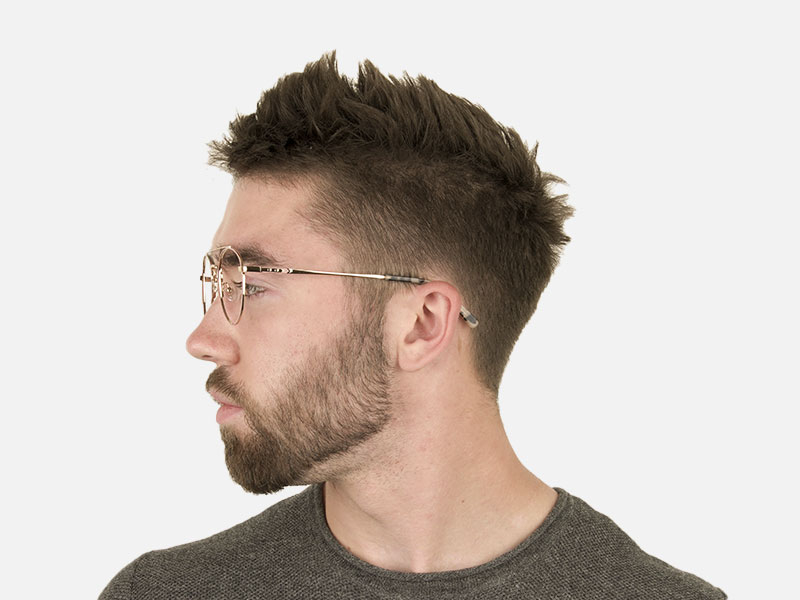 Lightweight Gold, Pink Round Aviator Glasses in Metal - 1