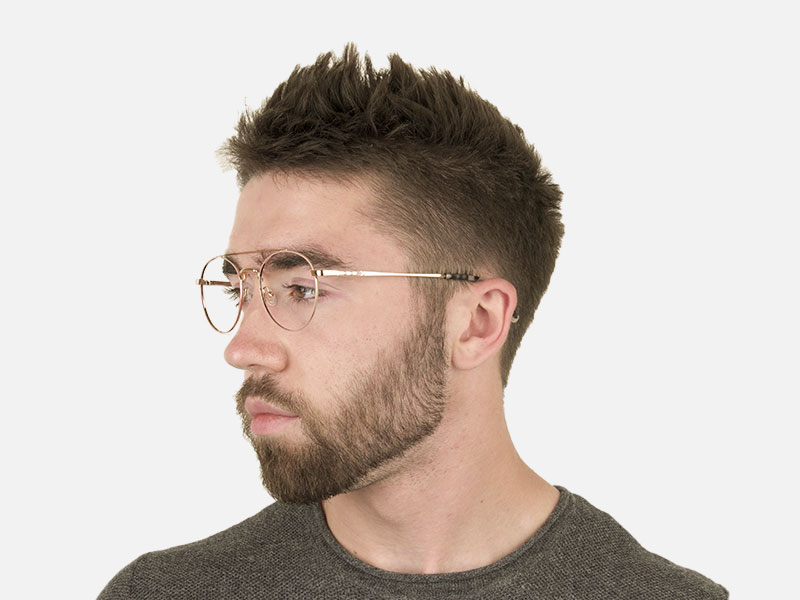 Lightweight Gold, Pink Round Aviator Glasses in Metal - 1