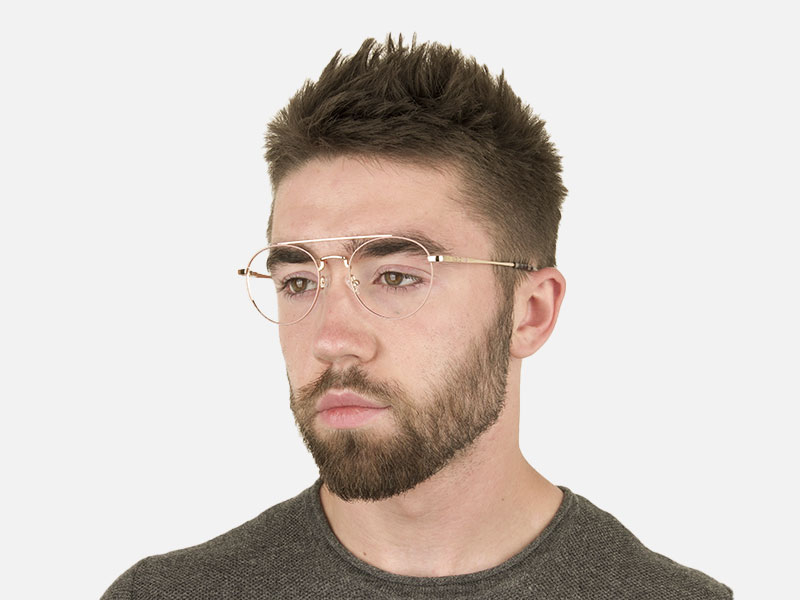Lightweight Gold, Pink Round Aviator Glasses in Metal - 1
