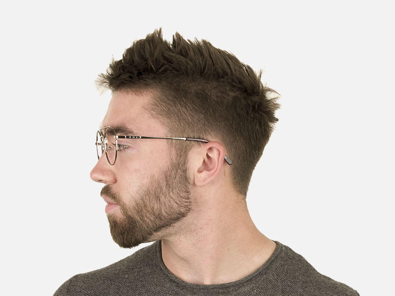 Lightweight Black & Silver Round Aviator Glasses in Metal - 1