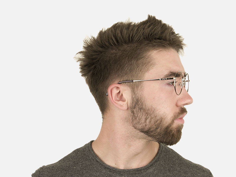 Lightweight Black & Silver Round Aviator Glasses in Metal - 1