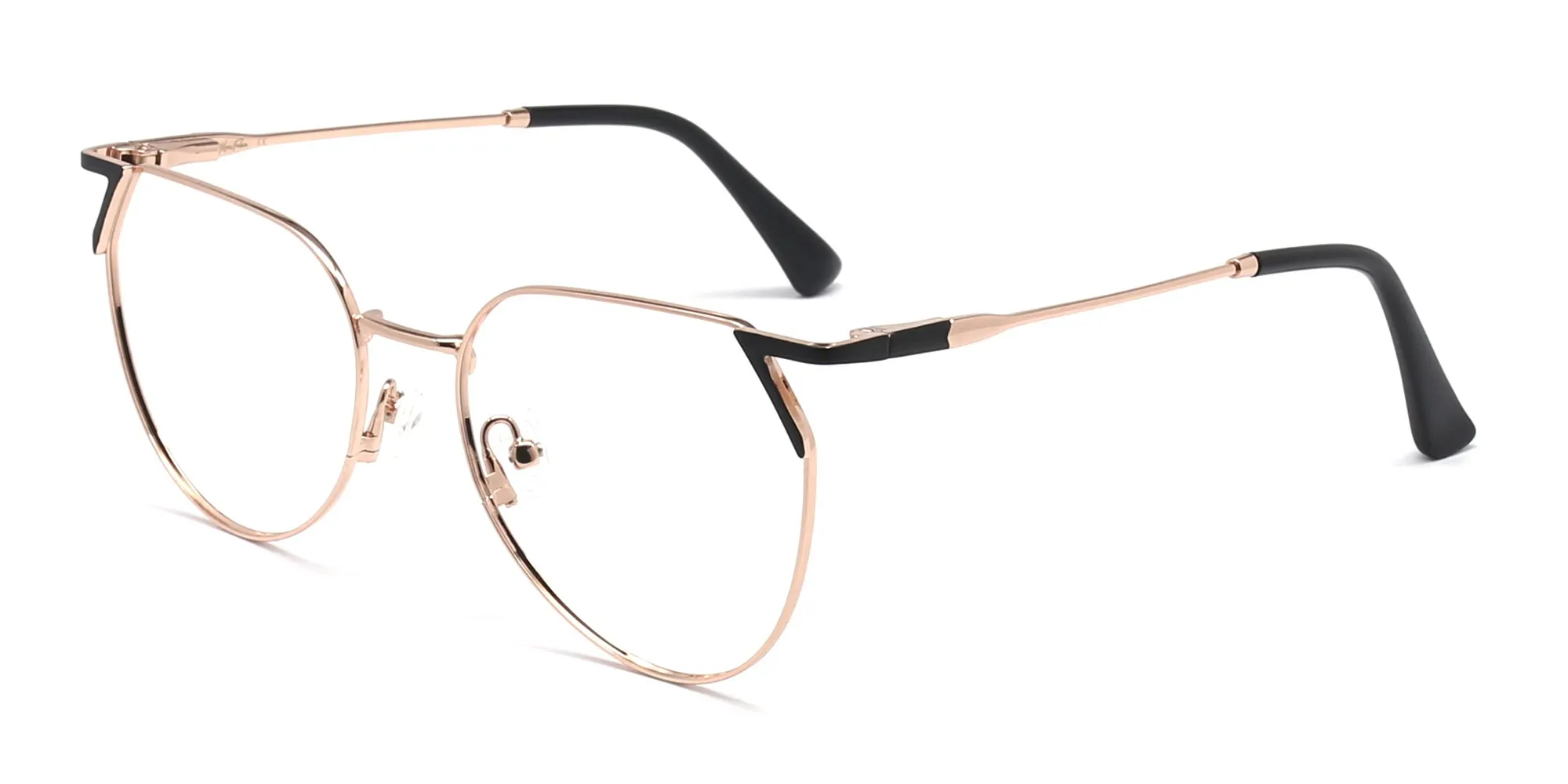 cat eye gold frame glasses-2