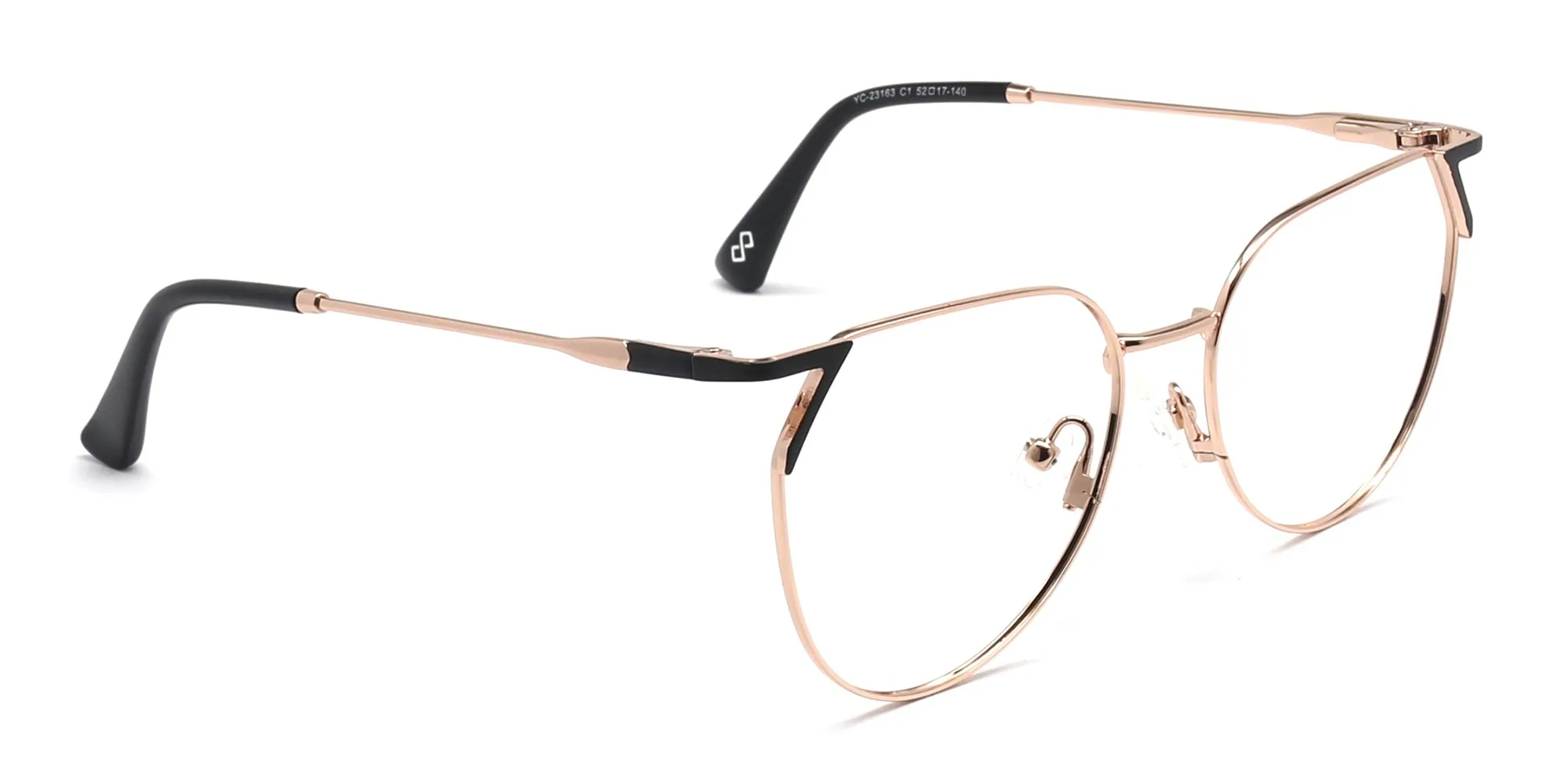 cat eye gold frame glasses-2