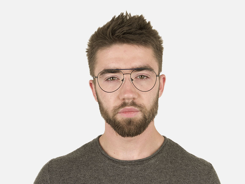 Black Flat Bridge Metal Aviator Glasses - 1