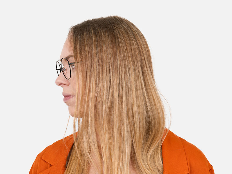 Black Flat Bridge Metal Aviator Glasses - 1