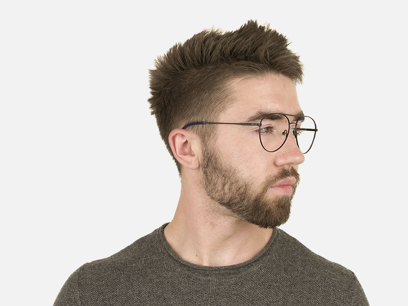 Black Flat Bridge Metal Aviator Glasses - 1