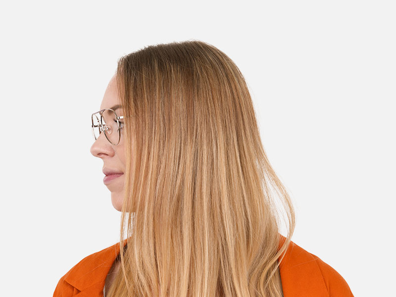 Silver and Brown Flat Bridge Aviator Glasses - 1