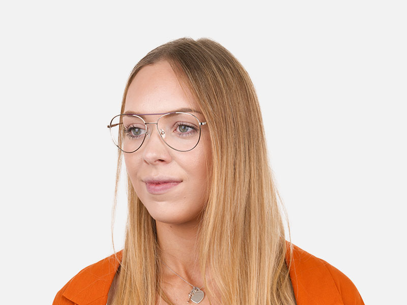 Silver and Brown Flat Bridge Aviator Glasses - 1
