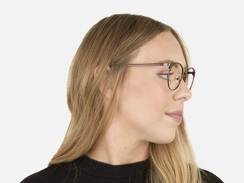 Brown & Gunmetal Clubmaster Glasses in Round - 1