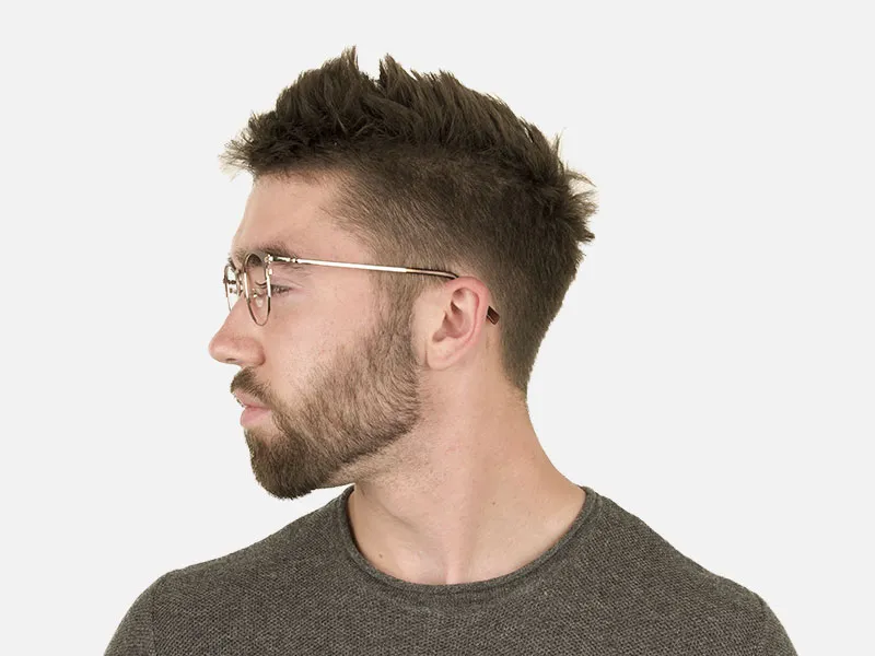 Brown & Gold Keyhole Browline Glasses in Round - 2