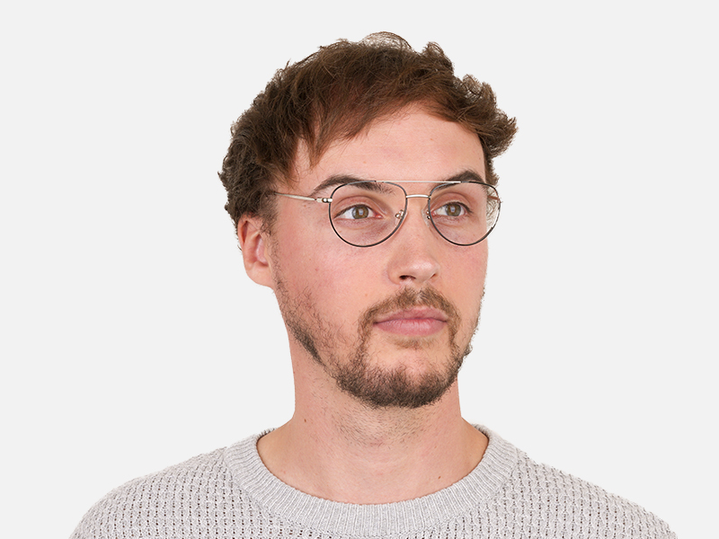 Black & Silver Aviator Glasses in Metal - 1