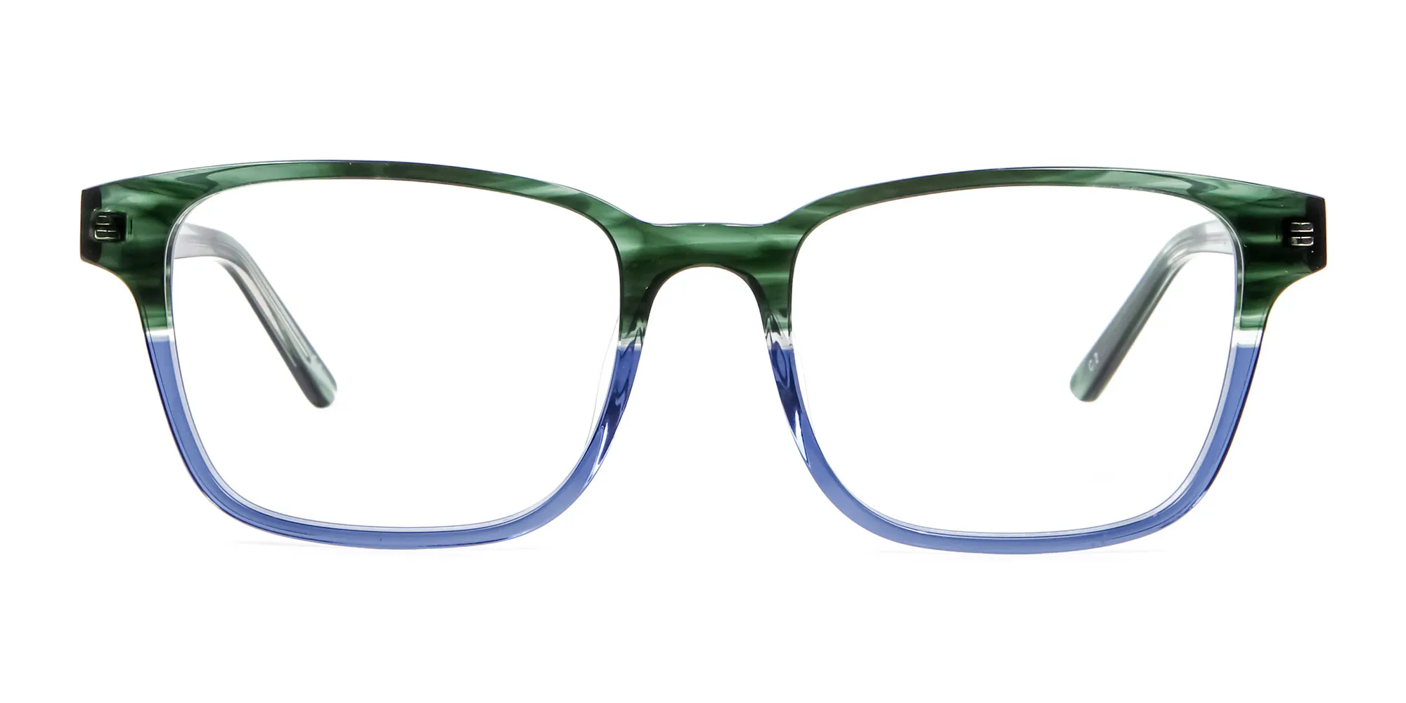 Green & Blue Rectangular Glasses - 1
