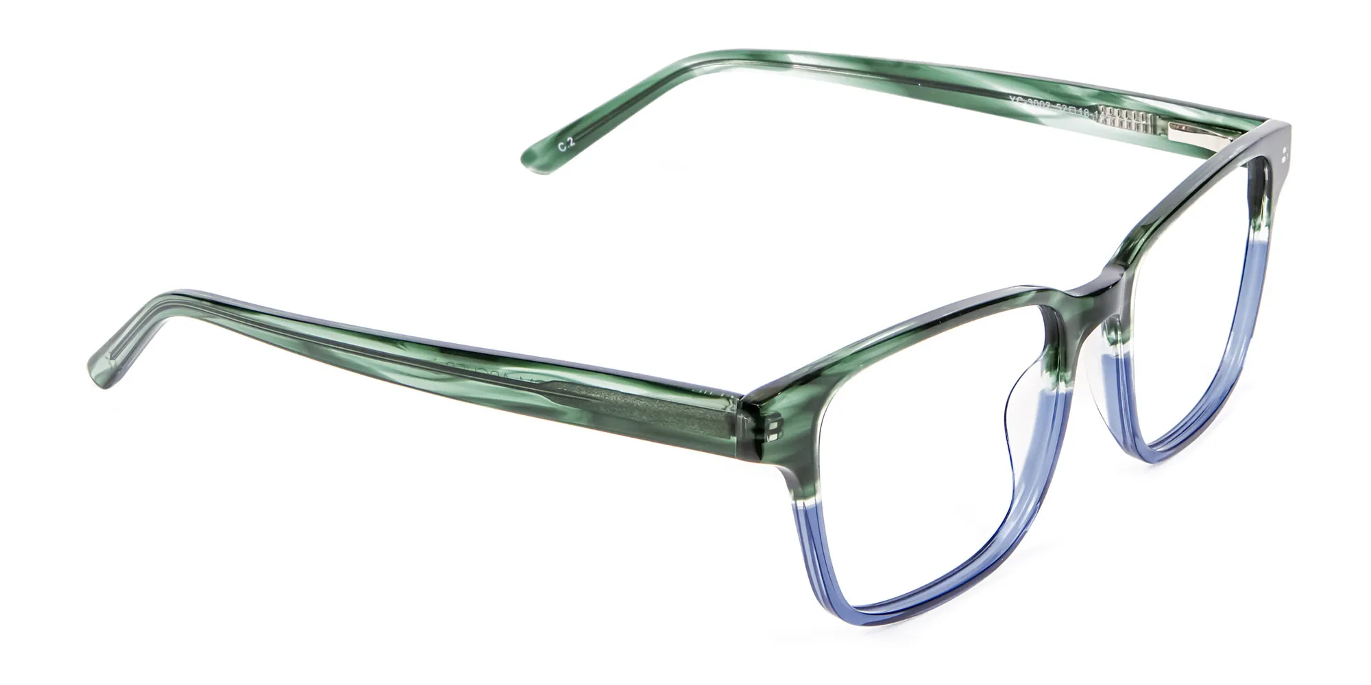 Green & Blue Rectangular Glasses - 1