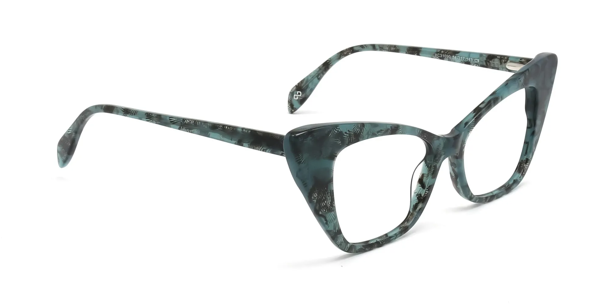 Retro Green Thick Cat Eye Glasses-2