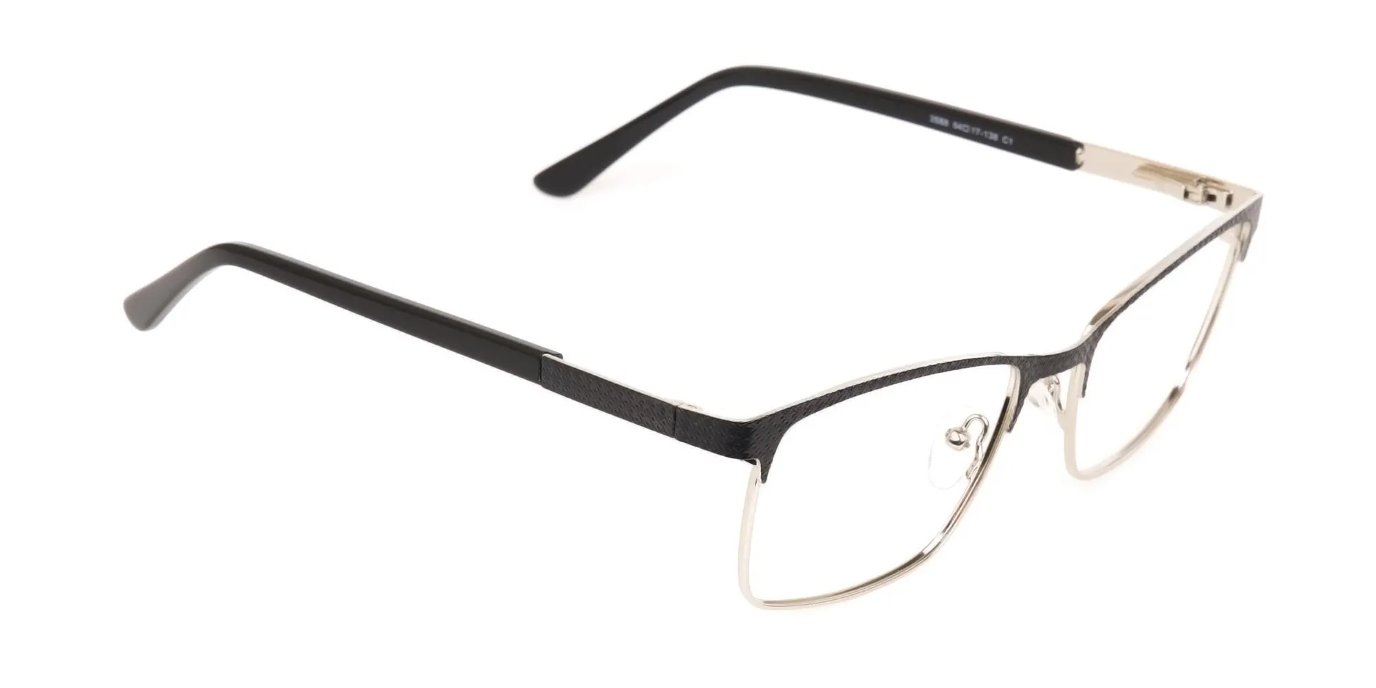 Black Silver Metal Rectangular Glasses Frame-2