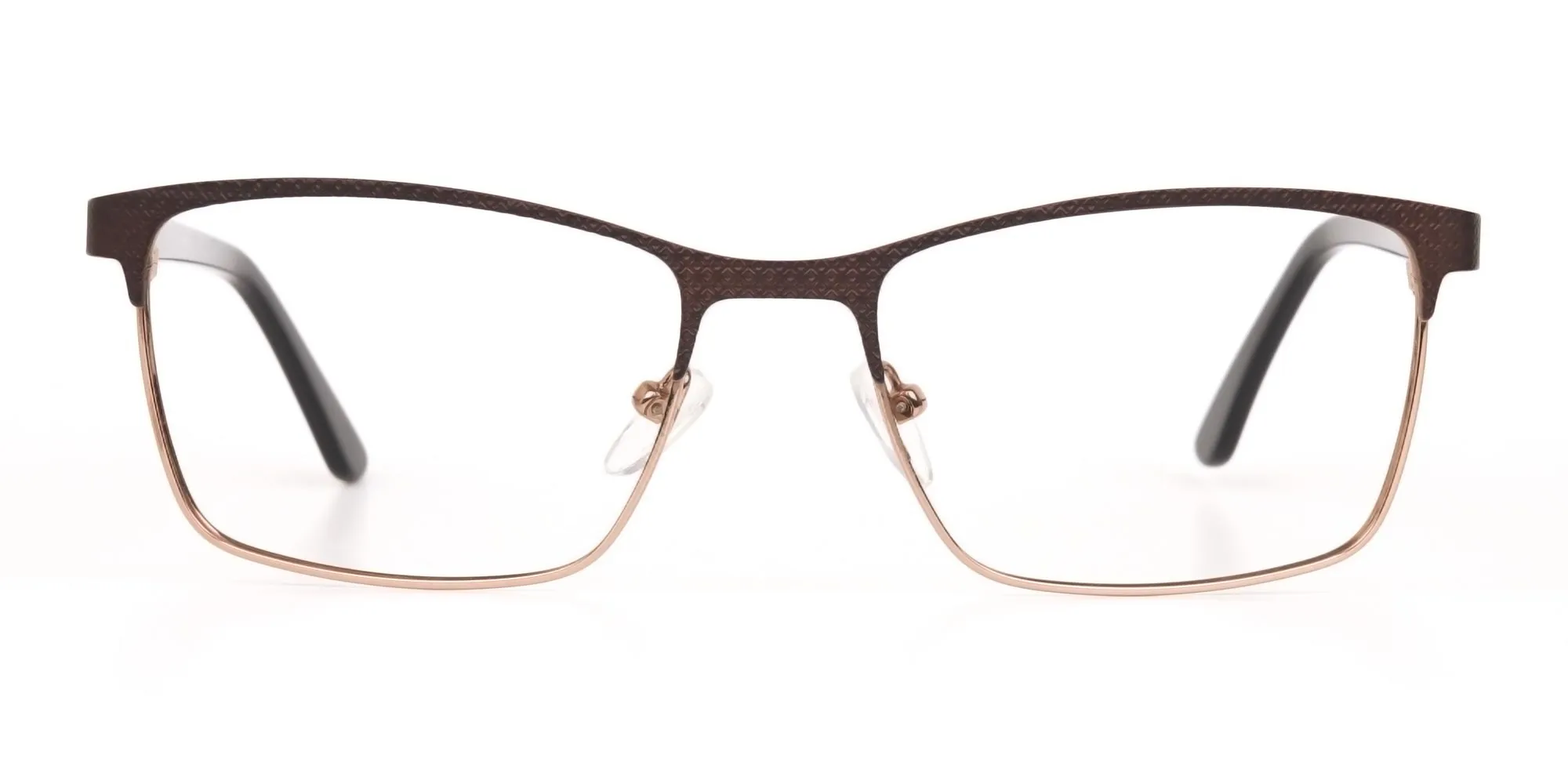 Bronze Brown, Black & Gold Rectangular Glasses-2