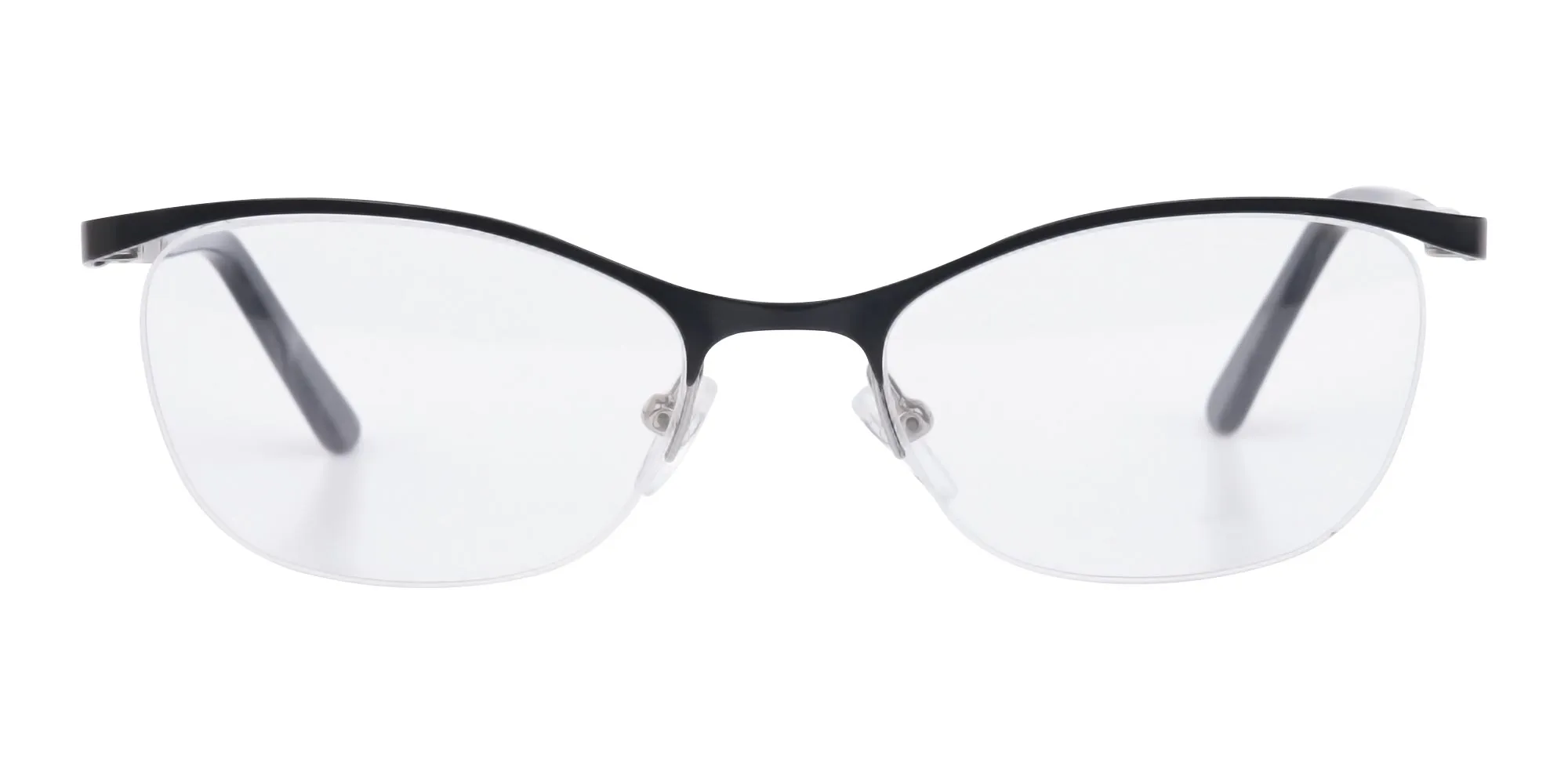 Matte Black Marble Metal Oval Cateye Glasses Women-2
