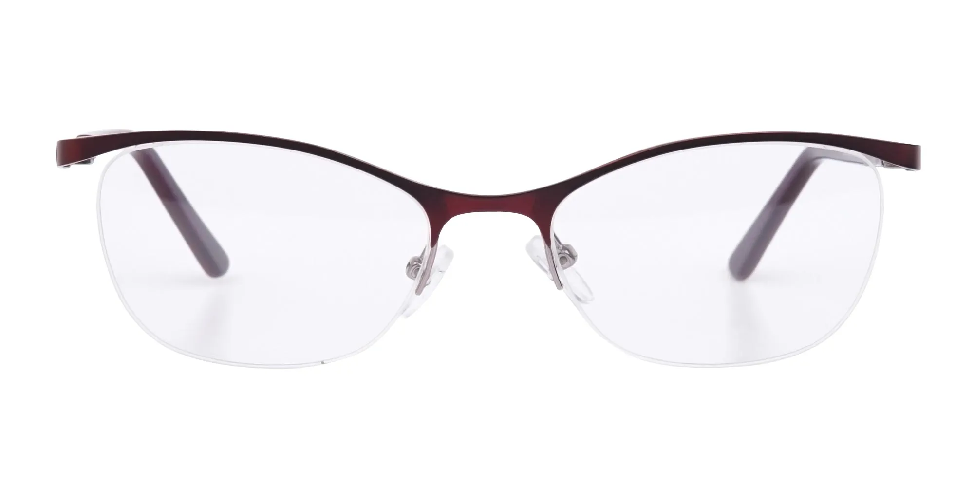 Burgundy Red Oval Cat-Eye Glasses Frame Women-2