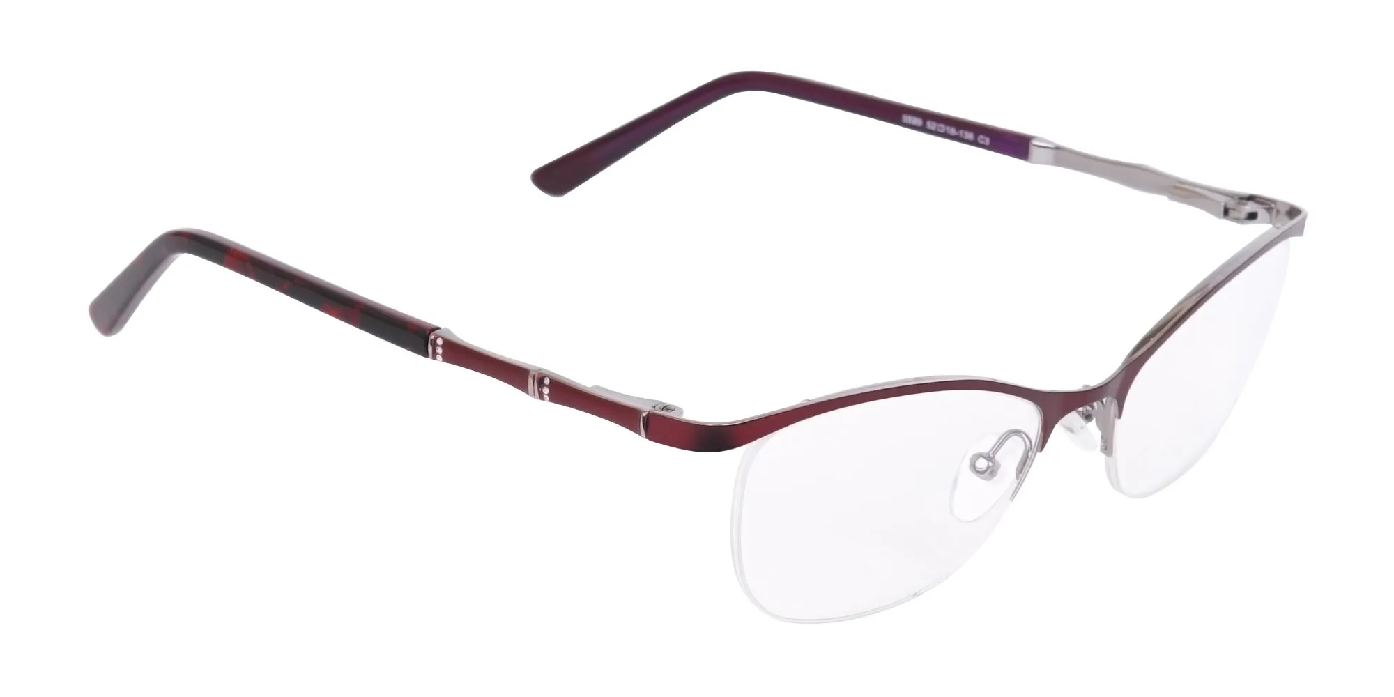 Burgundy Red Oval Cat-Eye Glasses Frame Women-2