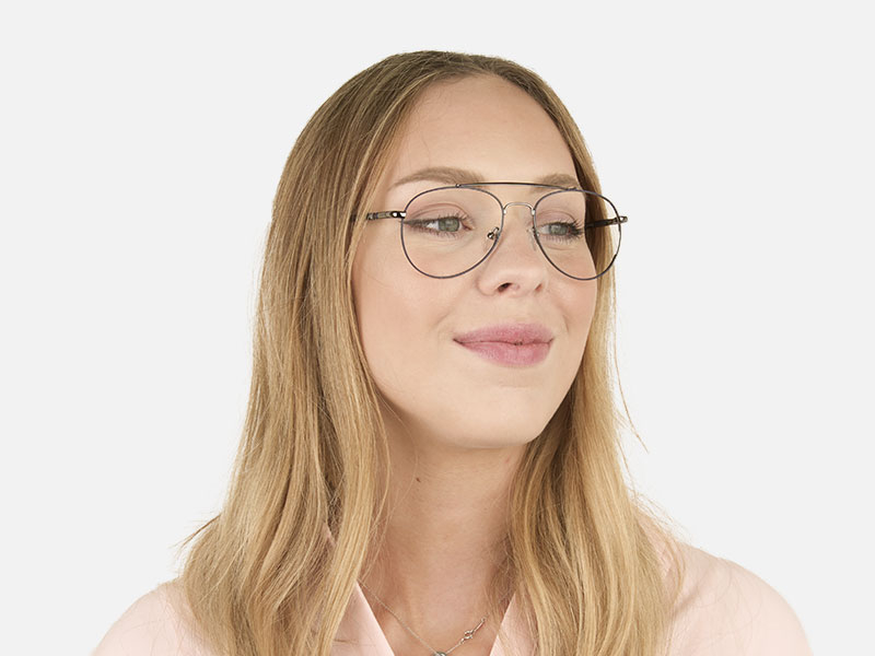 Aviator Gunmetal Dark Blue Fine Metal Glasses - 1