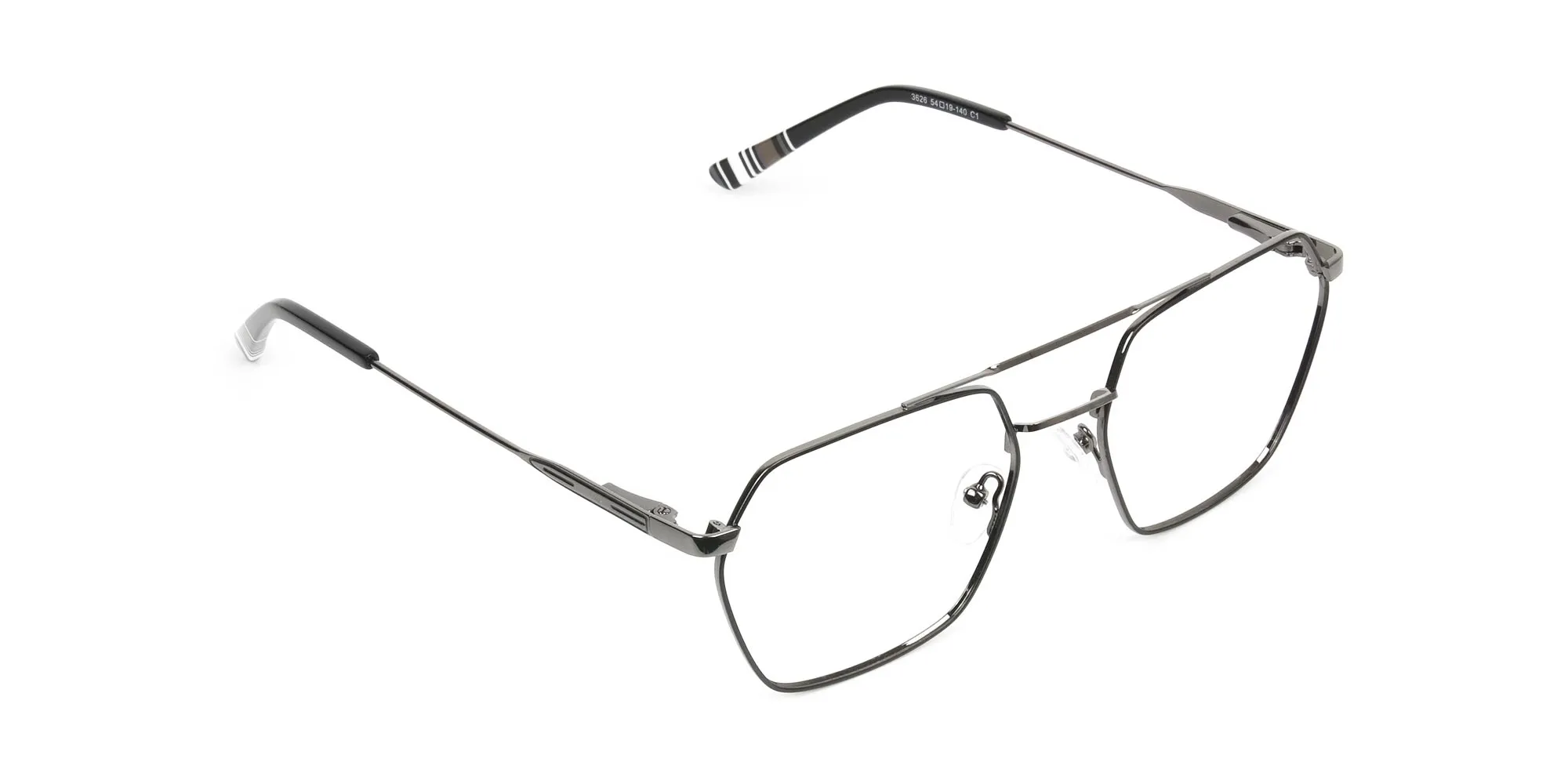 Hipster Geometric Black & Gunmetal Thin Metal Frame Glasses  - 2