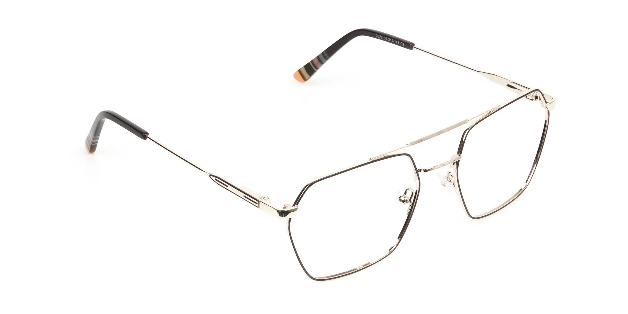 Hipster Geometric Gold & Brown Thin Metal Frame Glasses  - 2