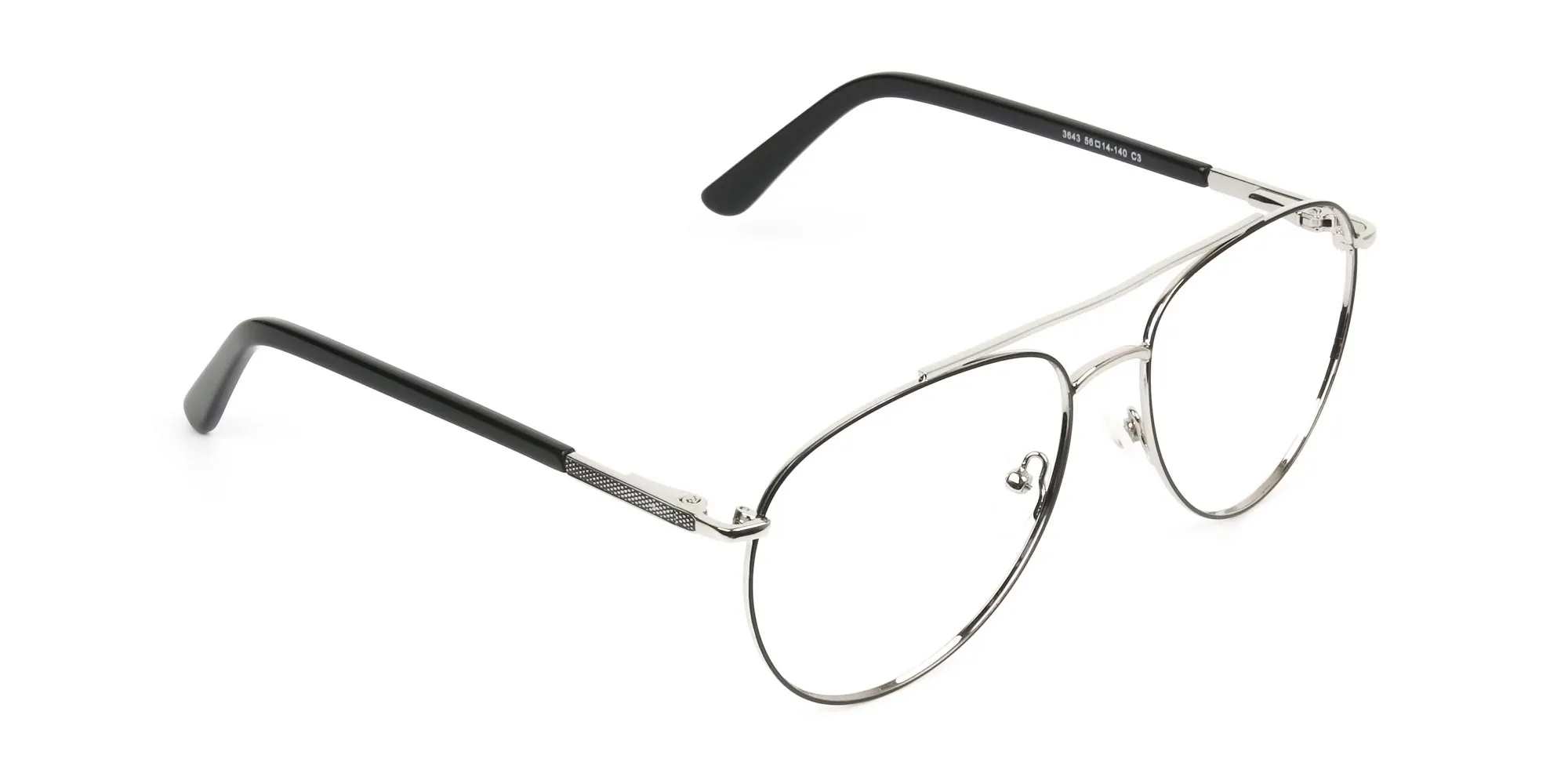 Ultralight Pilot Silver & Black Glasses - 2