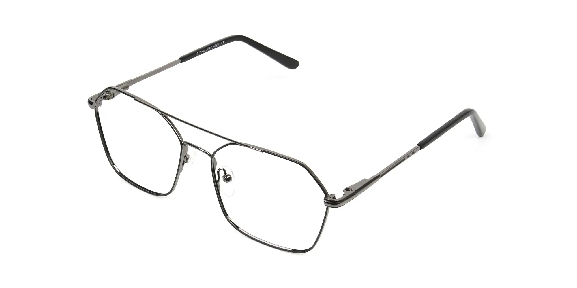 Geometric Pilot Black Gunmetal Spectacles - 2