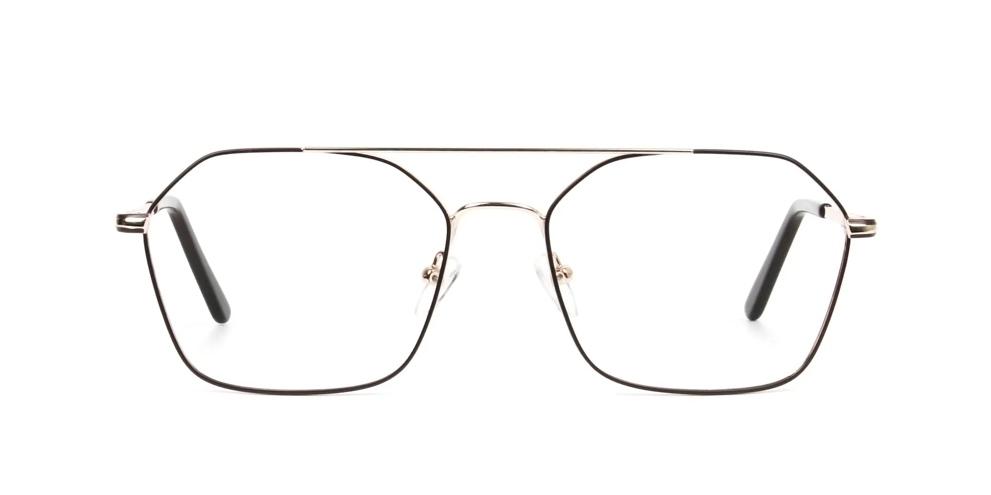 Geometric Aviator Brown & Gold Spectacles - 2