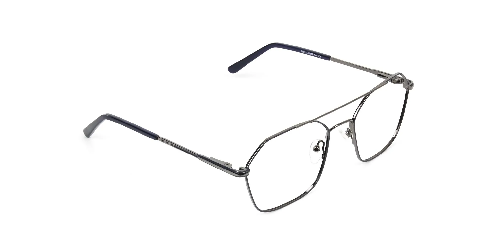 Geometric Pilot Dark Grey Gunmetal Spectacles - 2