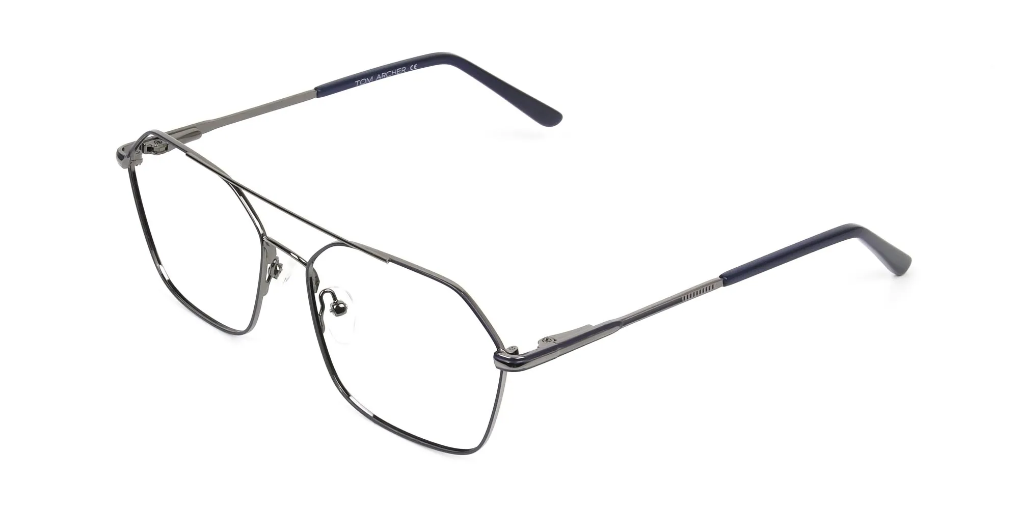 Geometric Pilot Dark Grey Gunmetal Spectacles - 2