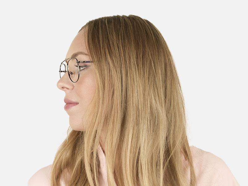 Gunmetal & Dark Navy Thin Metal Aviator Glasses - 1