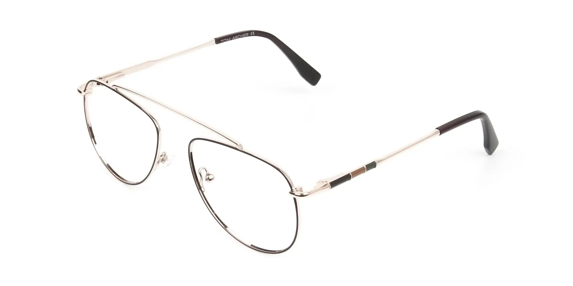 Gold & Brown Thin Metal Pilot Glasses - 2