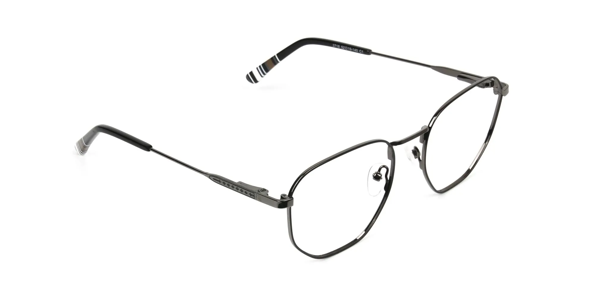 Square Geometric Gunmetal Black Spectacles - 2