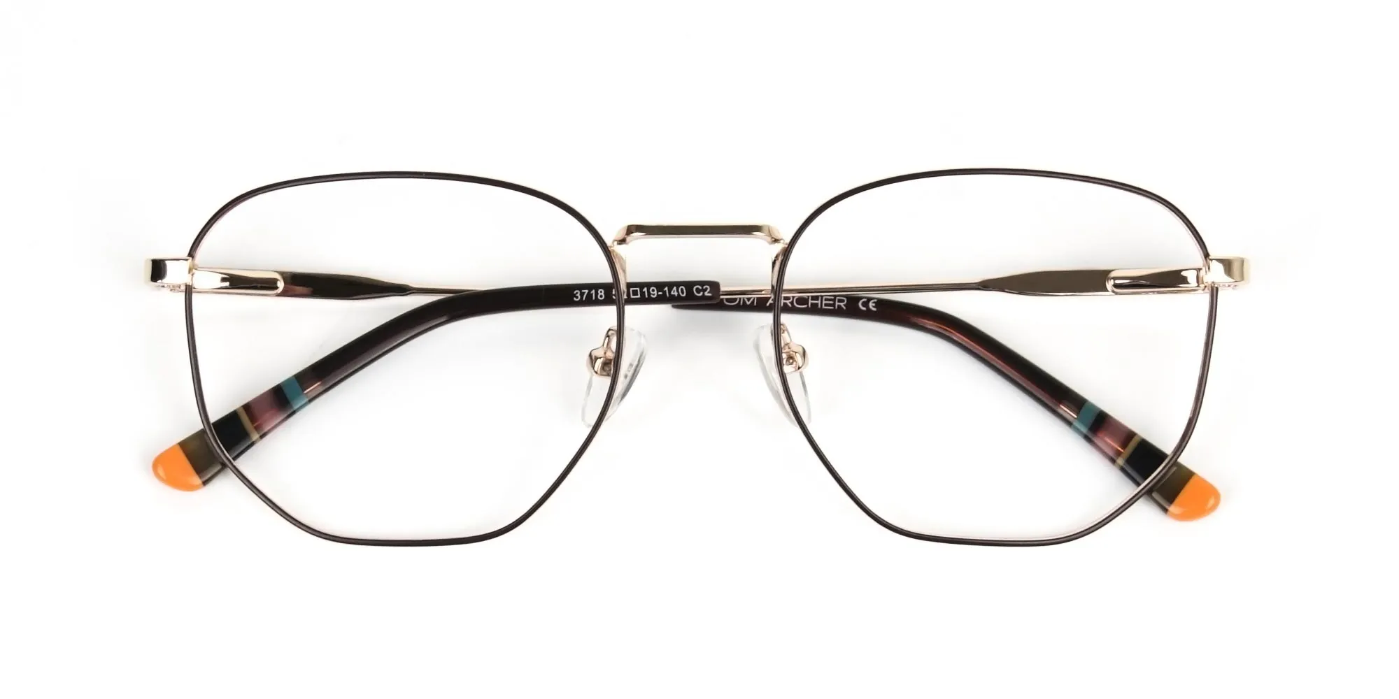 Geometric Brown & Gold Spectacles - 2