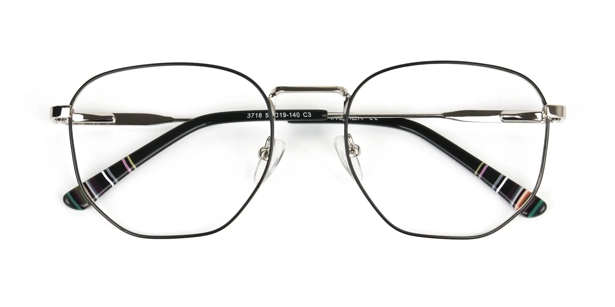 Geometric Black & Silver Spectacles - 3